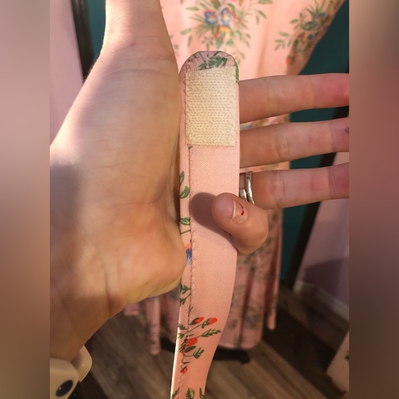 Vintage Baby Pink Floral Sleeveless Belted DressSize S/M - Picture 7 of 16